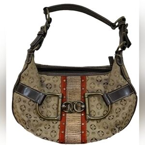 Vintage Madison & Max Horsebit Shoulder Bag – Monogram & Woven Accent